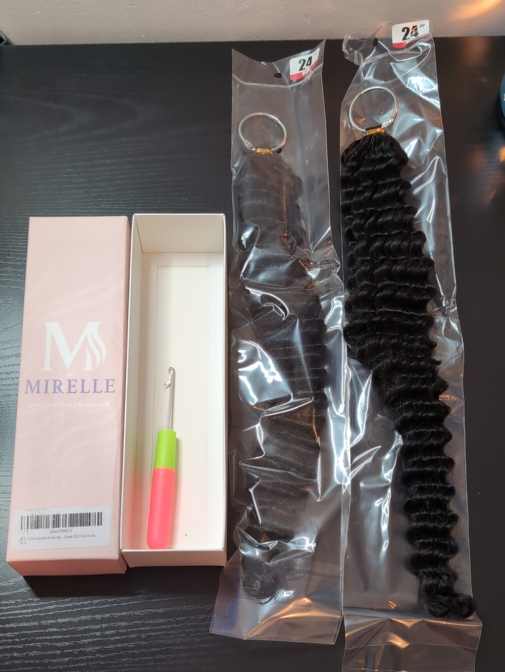 24 In Deep Wave Feather Crochet Human Hair 100 Strands 120 G Natural Black